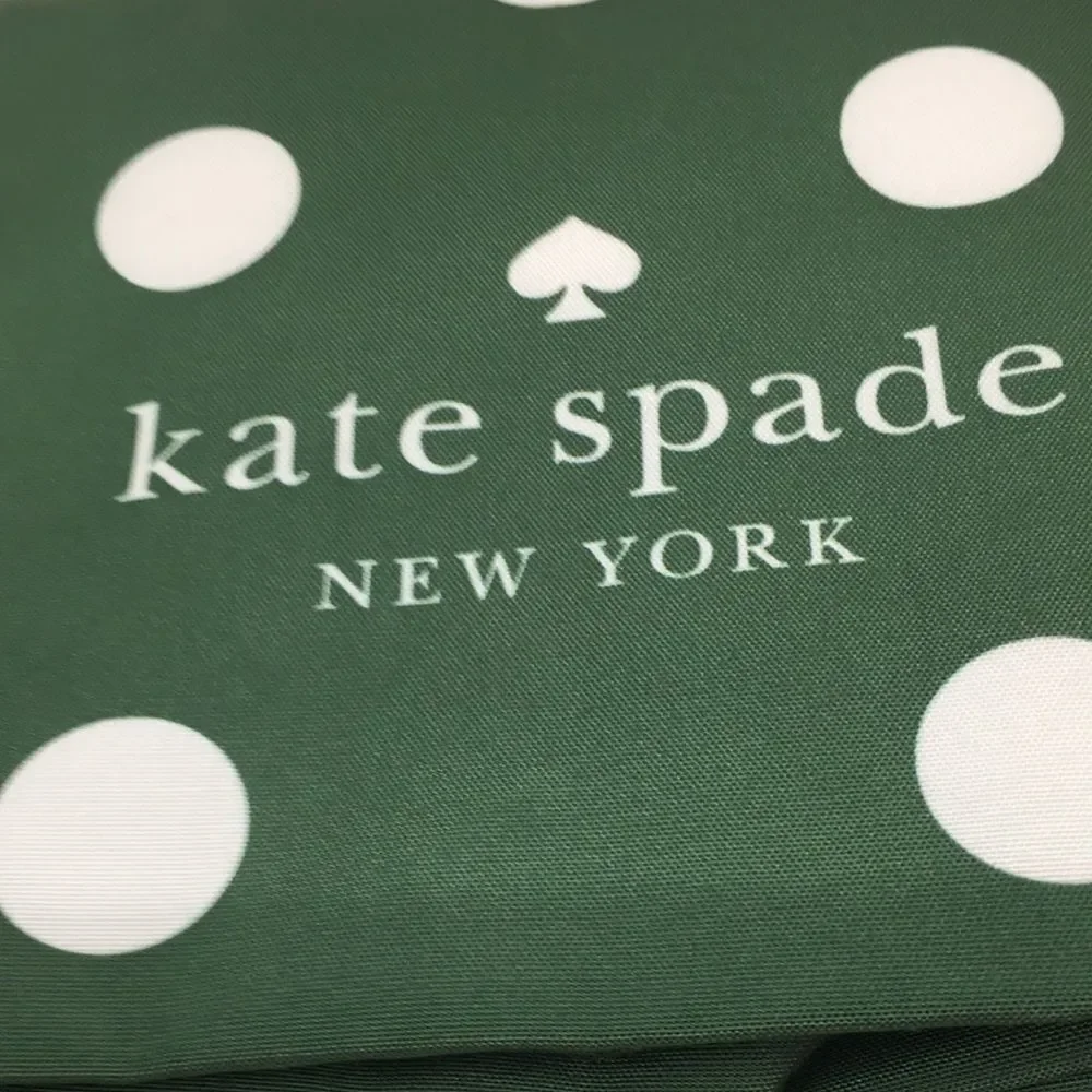 Kate Spade Large Beach Shop Toy Reusable Tote Bag Green White Polka Dot